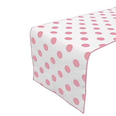 Classic Modern Simple Polka Dots Cotton Table Runner Home Table Decoration Wedding Parties Showers Events Holiday Dcor (12" by 120", Pink/White)