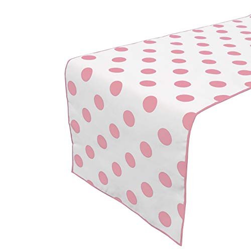 Classic Modern Simple Polka Dots Cotton Table Runner Home Table Decoration Wedding Parties Showers Events Holiday Dcor (12" by 120", Pink/White)