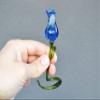 4.5 Blue Glass Rose Figurine with Stand  Hand-Blown Murano Style Flower Sculpture  Art Glass Rose for Desk, Shelf or Vase  Romantic Collectible  Gift for Mom, Lover view 2