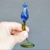 4.5 Blue Glass Rose Figurine with Stand  Hand-Blown Murano Style Flower Sculpture  Art Glass Rose for Desk, Shelf or Vase  Romantic Collectible  Gift for Mom, Lover view 3