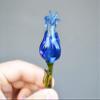 4.5 Blue Glass Rose Figurine with Stand  Hand-Blown Murano Style Flower Sculpture  Art Glass Rose for Desk, Shelf or Vase  Romantic Collectible  Gift for Mom, Lover view 4
