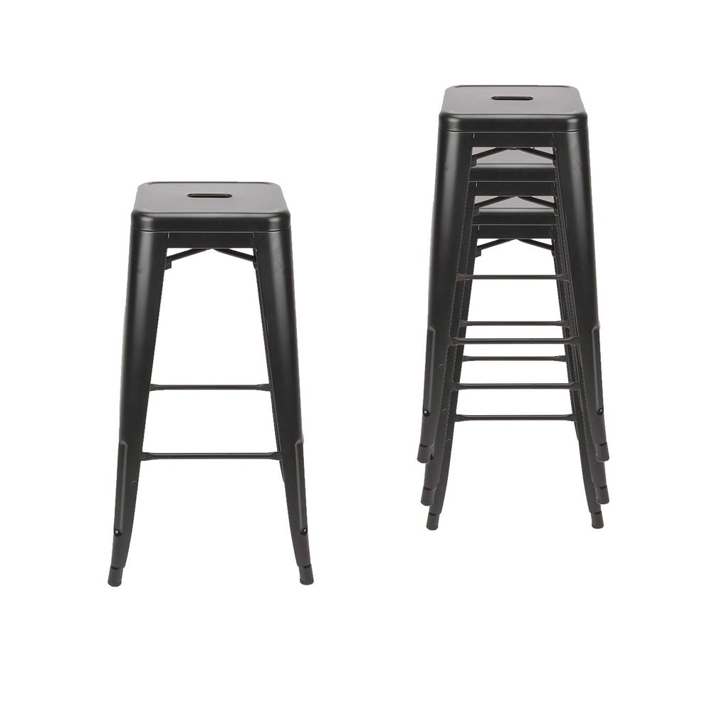 JIASEN Metal Indoor Outdoor Counter Height Bar Chairs Stools Set of 4