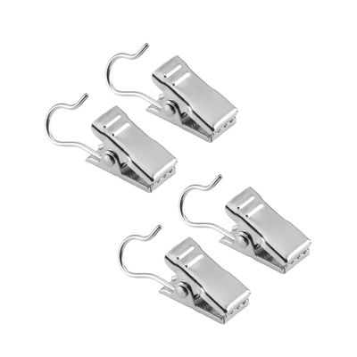 Aicosineg 20pcs Metal Curtain Clip Rings Hooks 0.36'' x 0.47'' (WxH) Drapery Ring for Office Home Decoration Bedrooms Window Curtain Rods Silver Tone