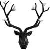 LQX Statue Deer Head Statue Wall Hanging Animal Head Resin Craft Living Room Bedroom Garden Home Decoration (Color : Black) view 1