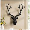 LQX Statue Deer Head Statue Wall Hanging Animal Head Resin Craft Living Room Bedroom Garden Home Decoration (Color : Black) view 2