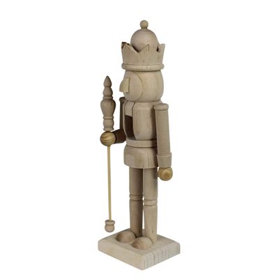 AREOhome Nutcracker, Small, Wood, Unfinished, Beige, Solid, Classic, Christmas, Decorative