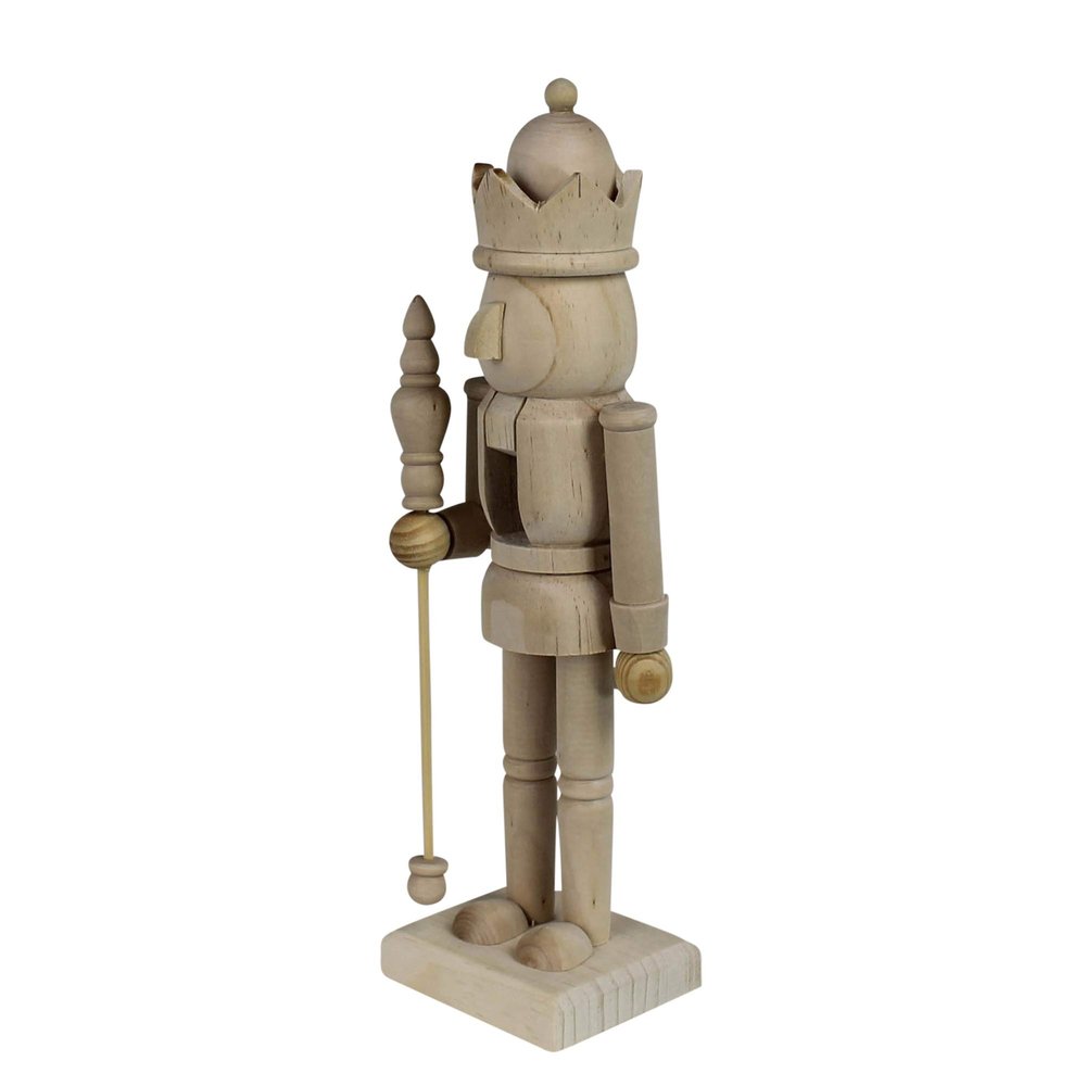AREOhome Nutcracker, Small, Wood, Unfinished, Beige, Solid, Classic, Christmas, Decorative