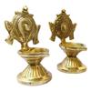GURU JEE Brass Shankh and Chakra Diya for Puja Aarti Shankha Chakra Villaku Set of 2 Deepam Deepak Traditional Oil Wick Lamp Mandir Temple Home Decor Gifts Showpiece view 2
