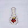 amarcord Hand Painted Ceramic Spoon Rest with Heart and Daisy Design view 1