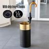 Umbrella Racks Black Gold Metal Umbrella Stand Umbrella Holder, with Mobile Drip Tray and 4 Hooks, Home Corridor Entrance Umbrella Cane Storage Bucket, 21X47cm view 4