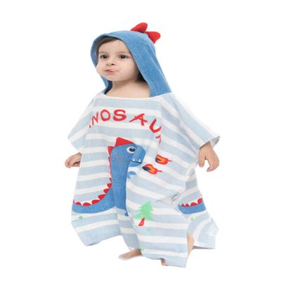 TONWHAR Kids Bath/Pool/Beach Hooded Poncho Towel-Cartoon Animal Pattern Cotton Beach Towel for Baby and Kids (Dinosaur, 5-9 Years/Height:43.3"-51.2")