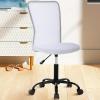 BestShop Home Office Chair, Computer Desk Chair, Mid Back Mesh Height Adjustable Small Chairs, Modern No Armrest Rolling Swivel Chairs for Boys Girls Students with Wheels, White view 1