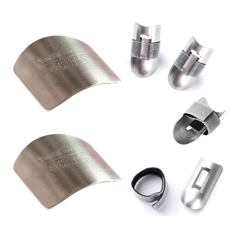 6 Pack Stainless Steel Finger Protector, Finger Guard, Chef Thumb Saver, Safe Fingertip Covers, Food Chopping Kitchen Tool for Slicing Cutting Dicing Vegetables Fruit Peeling