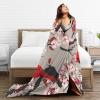 Avalokitesvara Cardinals Birds Cherry Flowers Flannel Blanket Super Soft and Warm for Bed Couch Sofa 120x90 Inch King Blanket for Family view 4