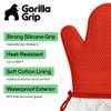 GORILLA GRIP BPA-Free Soft Silicone Oven Mitts, 14.5x8.3, Heat Resistant and Waterproof Cooking Gloves, Thick Cotton Lining, Flexible Gripping for Baking Grilling, Kitchen Potholders Set of 2, Coral view 2