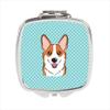 Checkerboard Blue Corgi Compact Mirror44; 2.75 x 3 x .3 In. view 1