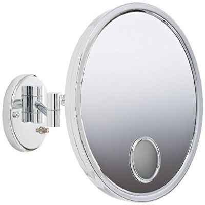 3X Euro Lighted Wall Mount Mirror in Chrome