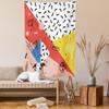 Ambesonne Abstract Tapestry Queen Size, Modern Geometric Trippy Triangles Cubes Circles Rollers Dots Print, Wall Hanging Bedspread Bed Cover Wall Decor, 88" X 88", Coral Pink view 2