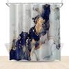 Abstract Navy Blue Marble Shower Curtain 72x72 Gold Grey Marble Ink Texture Bathroom Curtain Luxury Modern Bathroom Decor 72x72 Inch Waterproof Polyester Fabric view 1