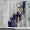 Abstract Navy Blue Marble Shower Curtain 72x72 Gold Grey Marble Ink Texture Bathroom Curtain Luxury Modern Bathroom Decor 72x72 Inch Waterproof Polyester Fabric view 2