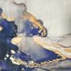 Abstract Navy Blue Marble Shower Curtain 72x72 Gold Grey Marble Ink Texture Bathroom Curtain Luxury Modern Bathroom Decor 72x72 Inch Waterproof Polyester Fabric view 3