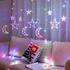 ALFEUND 138 Led Curtain String Light Star Moon Icicle Light with 8 Lighting Modes with Timer Remote USB Operated Dimmable Fairy String for Window Wall Home Decoration view 2
