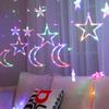 ALFEUND 138 Led Curtain String Light Star Moon Icicle Light with 8 Lighting Modes with Timer Remote USB Operated Dimmable Fairy String for Window Wall Home Decoration view 3