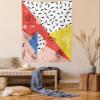 Ambesonne Abstract Tapestry Twin Size, Modern Geometric Trippy Triangles Cubes Circles Rollers Dots Print, Wall Hanging Bedspread Bed Cover Wall Decor, 68" X 88", Coral Pink view 1