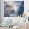 Ambesonne Clouds Tapestry King Size, Majestic Rain Storm Clouds Over The Sky High Above The Ground Environment Scenery, Wall Hanging Bedspread Bed Cover Wall Decor, King Size, Blue White view 1