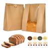Funcoo 100 Pcs Paper Bread Bags for Homemade Sourdough Bread Bakery Storage Bags with Window, Large Thicker Bakery Loaf Bags for Baked Goods Packaging, Label Seal Sticker Included view 1