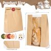 Funcoo 100 Pcs Paper Bread Bags for Homemade Sourdough Bread Bakery Storage Bags with Window, Large Thicker Bakery Loaf Bags for Baked Goods Packaging, Label Seal Sticker Included view 2