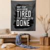 Ambesonne Fitness Tapestry, Words Dont Stop Encouraging Keep Moving Brush Strokes, Fabric Wall Hanging Decor for Bedroom Living Room Dorm, 23" X 28", Charcoal Grey White view 1