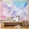 Ambesonne Pastel Tapestry King Size, Fantasy Sky Abstraction Smoky Clouds Foggy Ethereal Composition, Wall Hanging Bedspread Bed Cover Wall Decor, 104" X 88", Pink Blue view 1