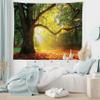 Ambesonne Leaves Tapestry King Size, Majestic Mighty Oak Tree with Largely Broader Leaves Forest Sun Rays Nature, Wall Hanging Bedspread Bed Cover Wall Decor, 104" X 88", Green Orange view 1