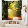 Ambesonne Leaves Tapestry King Size, Majestic Mighty Oak Tree with Largely Broader Leaves Forest Sun Rays Nature, Wall Hanging Bedspread Bed Cover Wall Decor, 104" X 88", Green Orange view 2