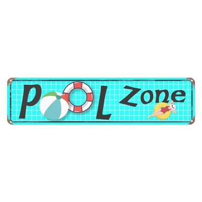 Pool Zone Tin Sign Vintage Rustic Decor Home Pool Tropical Beach Patio Wall Decoration Pool Metal Street Sign 4x16 Inch