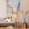 Ambesonne Horses Tapestry Queen Size, Palomino Horse in Sand Desert Blonde Male Hair Power Wild Animal, Wall Hanging Bedspread Bed Cover Wall Decor, 88" X 88", Purple Grey Peach view 2
