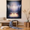 Ambesonne Basketball Tapestry Queen Size, Crowded Basketball Arena Just Before Game Starts Tournament Theme, Wall Hanging Bedspread Bed Cover Wall Decor, 88" X 88", Brown Beige view 1