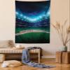 Ambesonne Baseball Tapestry Queen Size, Professional Baseball Field at Night Vibrant Playground Stadium League Theme Print, Wall Hanging Bedspread Bed Cover Wall Decor, Queen Size, Navy Green view 1