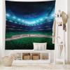Ambesonne Baseball Tapestry King Size, Professional Baseball Field at Night Vibrant Playground Stadium League Theme Print, Wall Hanging Bedspread Bed Cover Wall Decor, King Size, Navy Green view 2