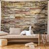 Ambesonne Marble Print Tapestry King Size, Urban Brick Slate Stone Wall Rocks Featured Facade Architecture Town Picture, Bedspread Bed Cover Wall Decor, Light Brown view 1