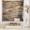 Ambesonne Marble Print Tapestry King Size, Urban Brick Slate Stone Wall Rocks Featured Facade Architecture Town Picture, Bedspread Bed Cover Wall Decor, Light Brown view 2
