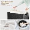 Greenstell Laundry Hamper with Wheels&Lid, 130L Large 3 Sections Clothes Hamper with 2 Types Removable Liner Bags, 5 Mesh Laundry Bags, Handwoven Divided Laundry Basket Black view 4