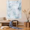 Ambesonne Marble Print Tapestry Queen Size, Soft Pastel Toned Abstract Wavy Pattern Ottoman Influences Image, Wall Hanging Bedspread Bed Cover Wall Decor, 88" X 88", Pale Blue Grey Mint view 1