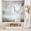 Ambesonne Horses Tapestry King Size, Wild Horse Running Through Water Dramatic for the Motivation of Life Art, Wall Hanging Bedspread Bed Cover Wall Decor, 104" X 88", Black and White view 2
