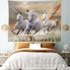 Ambesonne Horses Tapestry King Size, Stallion Horses Running on a Sky Background Male Champions Print, Wall Hanging Bedspread Bed Cover Wall Decor, King Size, White Orange view 1