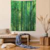Ambesonne Bamboo Print Tapestry Twin Size, Oriental Exotic Bamboo Trees in the Rainforest Horizontal Jungle Stalk Nature View, Wall Hanging Bedspread Bed Cover Wall Decor, 68" X 88" Green view 1