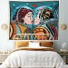 Ambesonne Love Tapestry King Size, Space Man and Woman Astronauts Kissing Science Cosmos Couple Pop Art Design Print, Wall Hanging Bedspread Bed Cover Wall Decor, 104" X 88", Orange Teal view 1