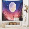 Ambesonne Fantasy Tapestry King Size, Young Woman with a Dog Under Huge Moon Starry Sky Celestial Friendship Art, Wall Hanging Bedspread Bed Cover Wall Decor, 104" X 88", Coral Indigo view 2