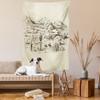 Ambesonne Western Tapestry, Wild West Landscape Illustration Mountains Desert Plants Cowboys on Horses, Fabric Wall Hanging Decor for Bedroom Living Room Dorm, 23" X 28", Beige Black view 2
